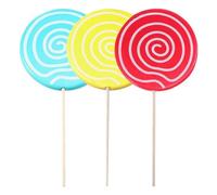 JNJOOD 3 piezas de piruletas simuladas modelo de piruletas falsas adornos de caramelo decoración de boda Festival Fiesta fácil de usar, rojo, azul, amarillo