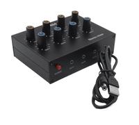 JNJOOD AU-404 - Mezclador de sonido estéreo de cuatro entradas y salida de doble canal, mezcla de música de audio de cuatro en cuatro salidas, duradero, fácil de instalar, fácil de usar