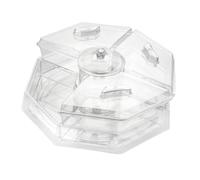 JNJOOD Bandeja de servicio refrigerada giratoria con cuenco para hielo y tapa para frutas, verduras, aperitivos, camarones