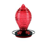JNJOOD Bebedero para pájaros rojo comedero para pájaros de cristal colorido con gancho antihormica, apto para colgar al aire libre