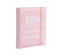 JNJOOD Carpeta para desafíos de ahorro de dinero de 100 sobres, carpeta reutilizable para presupuesto de dinero A5, libro para desafíos rosa