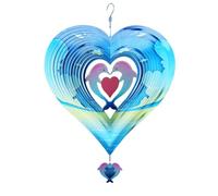 JNJOOD DelfíN Wind Spinner para Patio, CéSped y JardíN, Esculturas de Viento para DecoracióN de JardíN al Aire Libre, DíA de San ValentíN 12 Pulgadas Azul