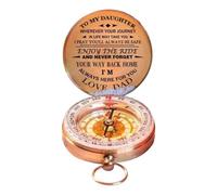 JNJOOD Disfruta del viaje, brújula de cobre, regalo para niños brújula portátil de bolsillo para senderismo, fácil de usar, de padre a hija