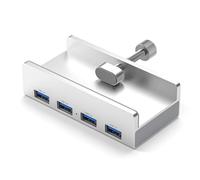 JNJOOD Hub USB 3.0 de aluminio con abrazadera, divisor USB de 4 puertos, datos USB de 4,92 pies, Hub USB de mesa adaptador de alimentación