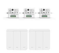 JNJOOD Interruptor de Pared de Luz Inalámbrico de 3 Piezas, Receptor de Relé de 433 MHz con 2 Interruptores de Panel de 3 Bandas, Control Remoto LED para Lámpara LED
