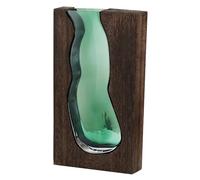 JNJOOD Jarrón de estilo pastoral, bandeja de madera, una sola , hidropónico, planta verde, flores, mesa de salón, decoración de mesa