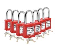 JNJOOD Juego de Lockout Tagout - 7 LotoLocks Rossi, Lock Out con llaves diferentes - Candado con 2 llaves rojas incluidas