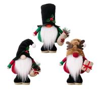 JNJOOD Paquete de 3 Decoraciones NavideñAs de Gnomos, Gnomos NavideñOs de Felpa Hechos A Mano, Adornos de Renos de Papá y Elfos NavideñOs