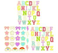 JNJOOD Parches con letras autoadhesivas para: 75 piezas, parches con letras universitarias, bonitas estrellas y corazones para ropa, sombreros,