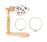 JNJOOD Soporte para de bordado ajustable con 2 círculos de 6 pulgadas y 7 pulgadas, soporte de madera natural maciza pulida a mano para proyectos de costura