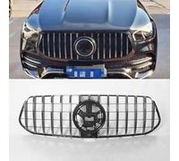 JNLIFT Parrilla Delantera del Coche para Mercedes Benz W167 GLE Class 2019 2020 with Camera Hole,Parrilla del Radiador Delantero para Parachoques Delantero,Rejilla ABS Tuning Accesorios,B/Silver