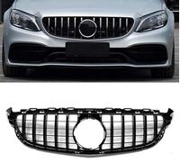 JNLIFT Parrilla Delantera del Coche para Mercedes Benz W205 C63 C63S AMG 2015-2018,Parrilla del Radiador Delantero para Parachoques Delantero,Rejilla ABS Tuning Accesorios,A/Black