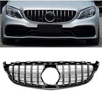 JNLIFT Parrilla Delantera del Coche para Mercedes Benz W205 C63 C63S AMG 2015-2018,Parrilla del Radiador Delantero para Parachoques Delantero,Rejilla ABS Tuning Accesorios,B/Silver