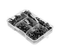 JNNJ 177 Pcs Kit de Pernos de Carenado de Moto, Tornillos de Fijación de parabrisas, Tornillo de Tuerca de Arandela de Aluminio Juego de Clips Surtido, Universal para Moto Todoterreno(Negro)