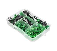JNNJ 177 Pcs Kit de Pernos de Carenado de Moto, Tornillos de Fijación de parabrisas, Tornillo de Tuerca de Arandela de Aluminio Juego de Clips Surtido, Universal para Moto Todoterreno(Verde)