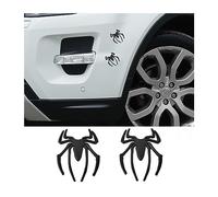 JNNJ 2 Pcs 3D Forma de Araña de Metal Calcomanía del Auto, Automóvil Emblema Animal En Aleación de Zinc, Vehículo Pegatina Universal para La decoración Exterior del Coche Camión Moto（Negro）
