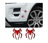 JNNJ 2 Pcs 3D Forma de Araña de Metal Calcomanía del Auto, Automóvil Emblema Animal En Aleación de Zinc, Vehículo Pegatina Universal para La decoración Exterior del Coche Camión Moto（Rojo）