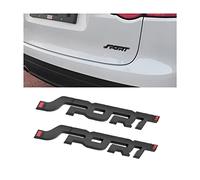 JNNJ 2 Piezas 3D Emblema Sport del Coche, Emblema De Metal Etiqueta Engomada para Coche, Metal Emblema Fender Trunk Insignia Pegatina, Decoración Exterior del Vehículo De Reemplazo Adhesivo (Negro)