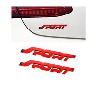 JNNJ 2 Piezas 3D Emblema Sport del Coche, Emblema De Metal Etiqueta Engomada para Coche, Metal Emblema Fender Trunk Insignia Pegatina, Decoración Exterior del Vehículo De Reemplazo Adhesivo(Rojo)