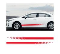 JNNJ 2 Piezas Calcomanía a Rayas Para Coche, Puerta De Carrocería Rayas Laterales Calcomanías, Lateral Calcomanía Falda Parachoques Decoración Pegatinas De Rayas, Decoración Para Coches(Rojo)