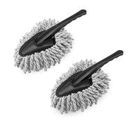 JNNJ 2 piezas Car Duster, cepillo de limpieza de plumero de coche, cepillo de limpieza de microfibra con mango, mini plumero para coche, universal (gris)