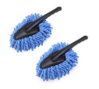 JNNJ 2 piezas Car Duster, cepillo de limpieza de plumero de coche, cepillo de limpieza de microfibra con mango, mini plumero para coche, universal (azul)