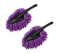 JNNJ 2 piezas Car Duster, cepillo de limpieza de plumero de coche, cepillo de limpieza de microfibra con mango, mini plumero para coche, universal (morado)