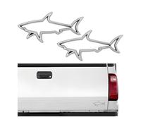 JNNJ 2 Piezas Pegatina Tiburón para Coche, Emblema Adhesivo Tiburón Metálico, Logo De Tiburón Cromado para Auto, Adhesivo Coche 3D Tiburóns Metal, Accesorios De Decoración para Coches(Plata)