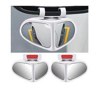 JNNJ 2Pcs Espejo de Punto Ciego 2 en 1, Coche Retrovisores de Vidrio Giratorio 360° Ajustable, Universal Gran Angular HD Espejos de Vidrio Retrovisor Auxiliar para Automóvil Camión(Blanco)