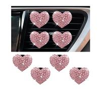 JNNJ 4 Piezas Clip De Ventilación De Aromaterapia, Forma De Corazón Cristal Para Coche Clip, Cristal Coche Ambientador Difusor Perfume Clip, Interior Coche Decoración Accesorios Regalo(Rosa)
