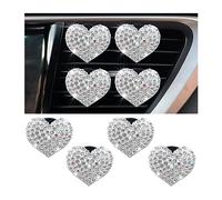 JNNJ 4 Piezas Clip De Ventilación De Aromaterapia, Forma De Corazón Cristal Para Coche Clip, Cristal Coche Ambientador Difusor Perfume Clip, Interior Coche Decoración Accesorios Regalo(Blanco)