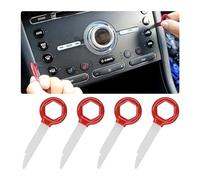 JNNJ 4 Piezas Herramienta Extracción Radio Coche, Llaves Extracción Radio Coche, Llaves De Acero Inoxidable Liberación De Radio, para Coche Disco Unidad Principal Reproductor CD Estéreo(Rojo)