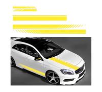 JNNJ 5 Piezas Pegatinas Coche Bandas, Pegatina De Rayas para Capó De Coche, Lateral Calcomanía Falda Techo Parachoques Calcomanía Modificado Calcomanía Decoración para Carrocería, Carreras(Amarillo)
