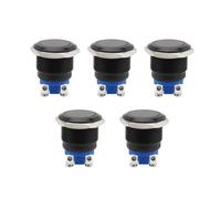 JNNJ 5Pcs Interruptor Metálico Impermeable 16mm, Modificación Pulsador Momentáneo, Interruptor de Arranque Redondo Autoblocante, ON/OFF Pulsador Control Terminales Adicional para Coche Camión