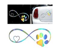 JNNJ Calcomanía de amor con huella de perro, pegatinas láser, decoración de coche, holográfica, impermeable, universal, para coches, ventanas, paredes