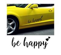 JNNJ Calcomanía De Impermeable Coche, Be Happy Dichos De La Etiqueta Engomada Del Coche, Pegatina Autoadhesiva Para Coche O Camión, Pegatina Vehículos Para Ventana Parachoques Maletero(Negro)