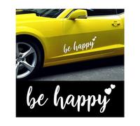 JNNJ Calcomanía De Impermeable Coche, Be Happy Dichos De La Etiqueta Engomada Del Coche, Pegatina Autoadhesiva Para Coche O Camión, Pegatina Vehículos Para Ventana Parachoques Maletero(Blanco)
