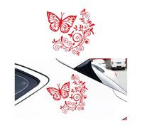 JNNJ Calcomanías Autoadhesivas Coche, Pegatinas para Coche Flores Mariposa, Calcomanías Laterales para Capó Impermeable Coche, Universal Exterior Accesorios Decorativos para SUV Motocicletas(Rojo)