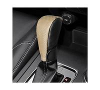 JNNJ Cubierta De Perilla Cambio, Protector Cubierta Perilla Palanca Cambio Coche Cuero, Protector Palanca Cambios Antideslizante, Conjunto Accesorios Universale Para Coche Protectora(Negro/Beige)