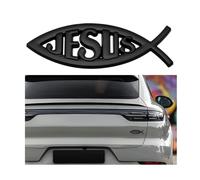 JNNJ Emblema De Peces Coches, Jesus Fish Pegatina Coche, Coche Exterior Cristiano Pez Símbolo Emblema, Cristianas Pegatinas Coche 3D Pez Autoadhesivo, Coches Accesorios Decoración Calcomanía(Negro)
