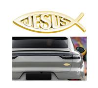 JNNJ Emblema De Peces Coches, Jesus Fish Pegatina Coche, Coche Exterior Cristiano Pez Símbolo Emblema, Cristianas Pegatinas Coche 3D Pez Autoadhesivo, Coches Accesorios Decoración Calcomanía(Oro)