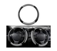 JNNJ Funda Volante Coche, Cubierta De Volante De Cuero De Microfibra, Cubre Volante Sport Antideslizante Transpirable, Funda Volantes Coche Universal para Todos Los Volantes Estándar(Negro+Gris)