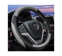 JNNJ Funda Volante Coche, Cubre Volante Cuero 37-38cm, Cubre Volante Sport Antideslizante Transpirable, Funda Volantes Coche Universal, Accesorios Decoración para Todos Los Volantes(Negro/Gris)