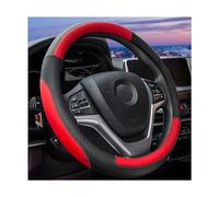 JNNJ Funda Volante Coche, Cubre Volante Cuero 37-38cm, Cubre Volante Sport Antideslizante Transpirable, Funda Volantes Coche Universal, Accesorios Decoración para Todos Los Volantes(Negro/Rojo)