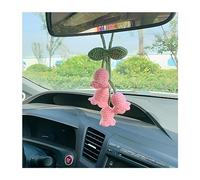 JNNJ Lindo Ornamento Colgante Del Coche, Colgante De Decoración De Espejo Retrovisor Del Coche, Flor De Punto a Mano Decoración Para Espejo Retrovisor, Decoración Interior Coche Accesorios(Rosa)