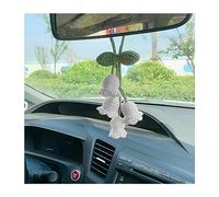 JNNJ Lindo Ornamento Colgante Del Coche, Colgante De Decoración De Espejo Retrovisor Del Coche, Flor De Punto a Mano Decoración Para Espejo Retrovisor, Interior Coche Accesorios(Blanco)