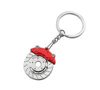 JNNJ Llavero de Cintura de Freno de Disco, Llaveros de Anillo de Freno de Diseño, Llaveros para Amantes de Los Coches, Mini Modelo de Llave Accesorios de Coche para Regalo Padre(Rojo)