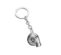 JNNJ Llavero de Metal Creativo con Turbocompresor, Llavero Modelo de Partes de Coche de La Manga Del Turbocompresor, Llavero de Coche Multicolor Pulido Turbo Accesorio de Decoración(Plata)