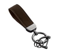 JNNJ Llavero De Piel De Ante Para Coche, Llavero De Cuero Del Coche Tiene Un Anillo En D Y Dos, Llavero Del Coche Cuero Gamuza Con Anti-Perdida D-Ring, Unisex Universal Accesorios Coches(Café)