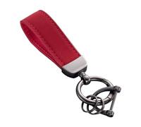 JNNJ Llavero De Piel De Ante Para Coche, Llavero De Cuero Del Coche Tiene Un Anillo En D Y Dos, Llavero Del Coche Cuero Gamuza Con Anti-Perdida D-Ring, Unisex Universal Accesorios Coches(Rojo)